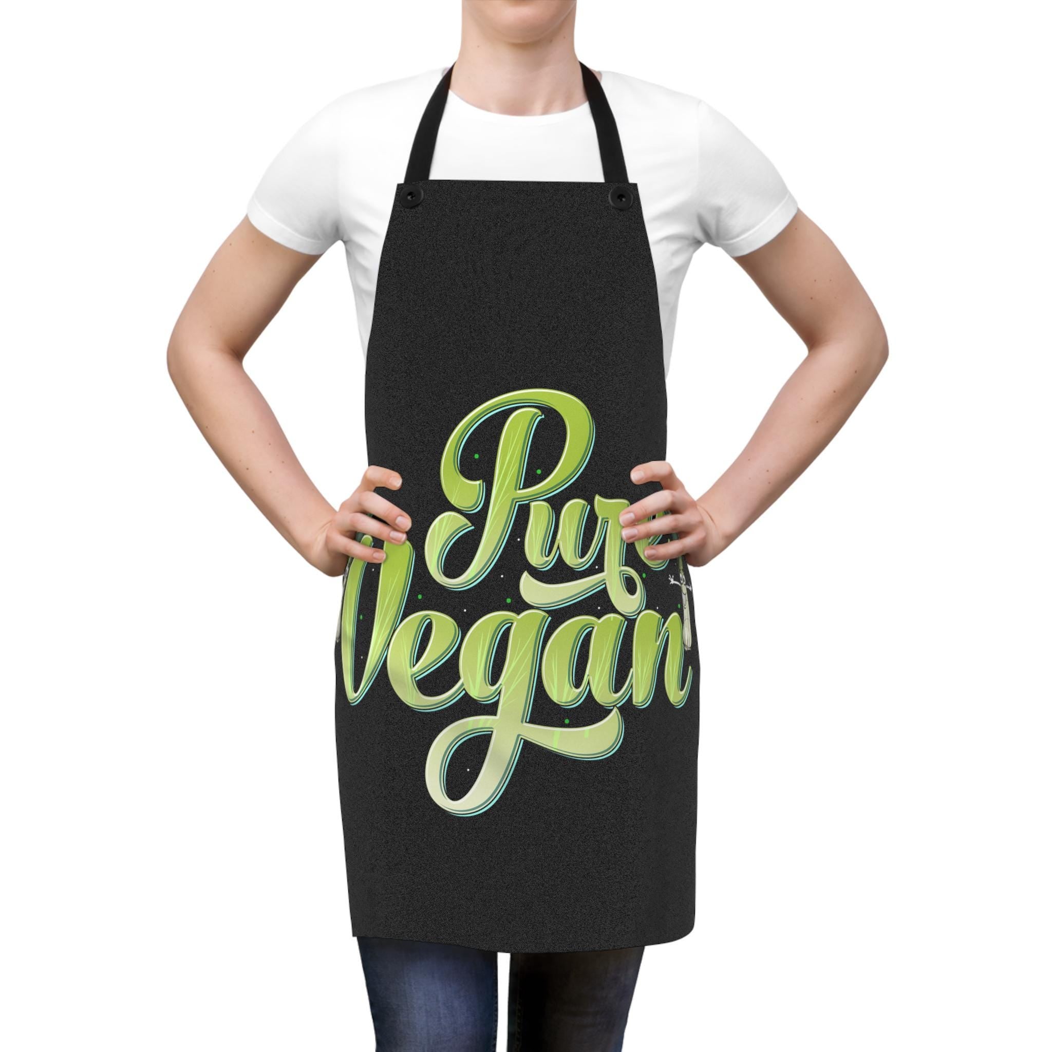 Vegan Black Apron: Eco-Friendly Herbivore Chef Gift