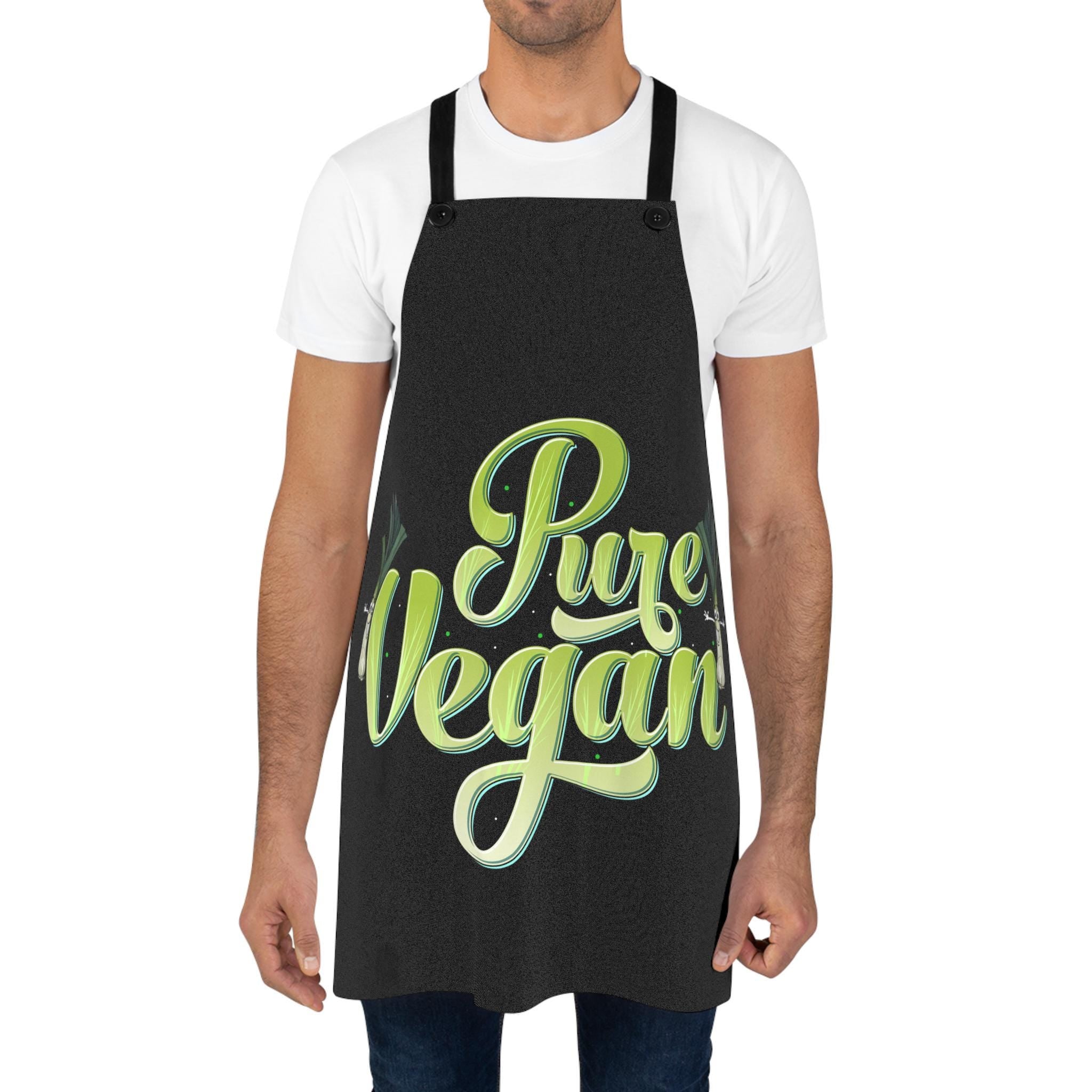 Vegan Black Apron: Eco-Friendly Herbivore Chef Gift