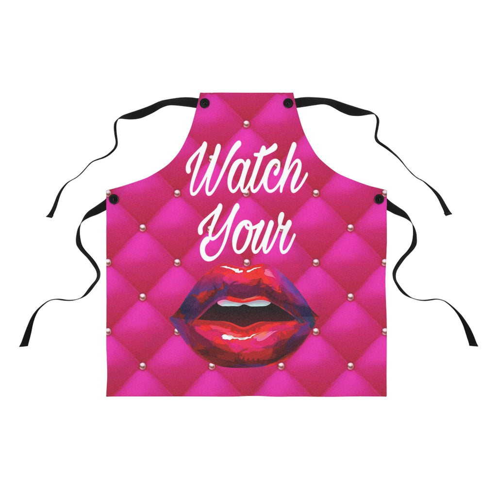 Killer Pink Kitchen Apron, Watch Your Mouth Design