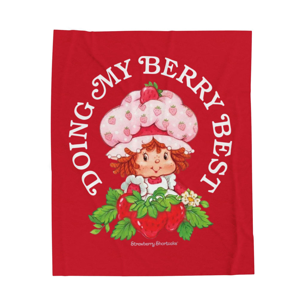 Strawberry Shortcake Plush Blanket: Red Velveteen Throw