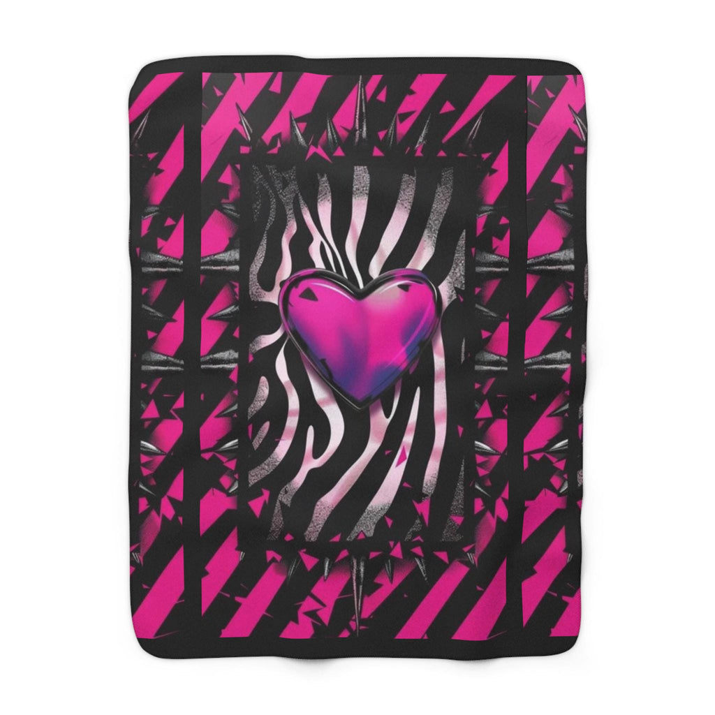 Gothic Punk Spiked Blanket: Hot Pink Sherpa Fleece Throw