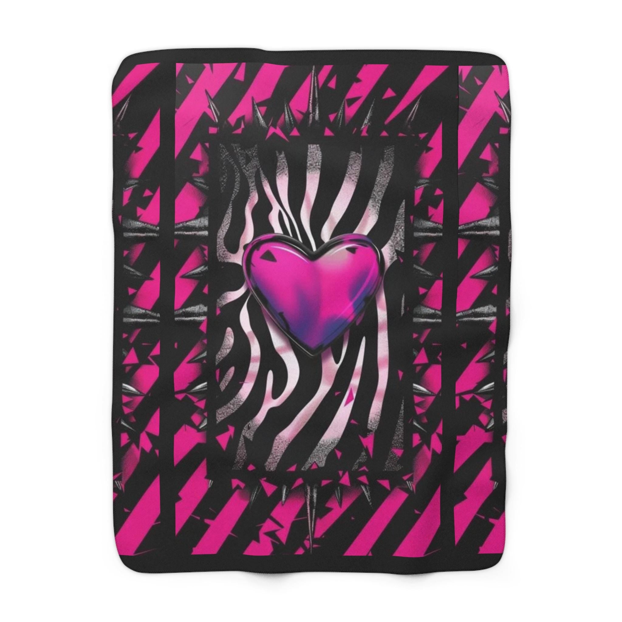 Gothic Punk Spiked Blanket: Hot Pink Sherpa Fleece Throw