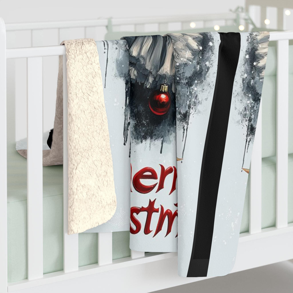 Pennywise Christmas Blanket, Blood Splatter Sherpa Fleece, Horror Movie Gift