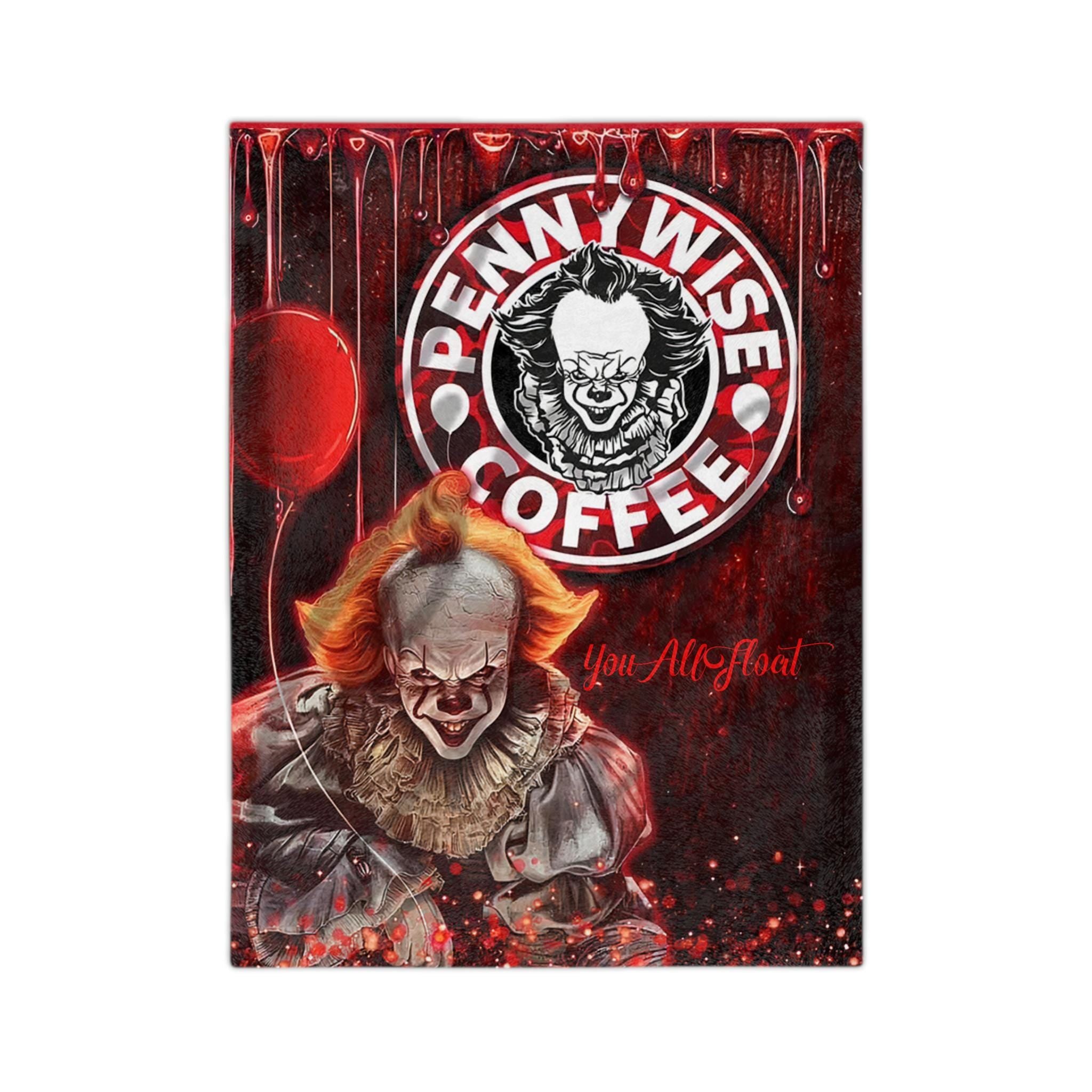 Pennywise Coffee Throw Blanket, Horror Movie Decor