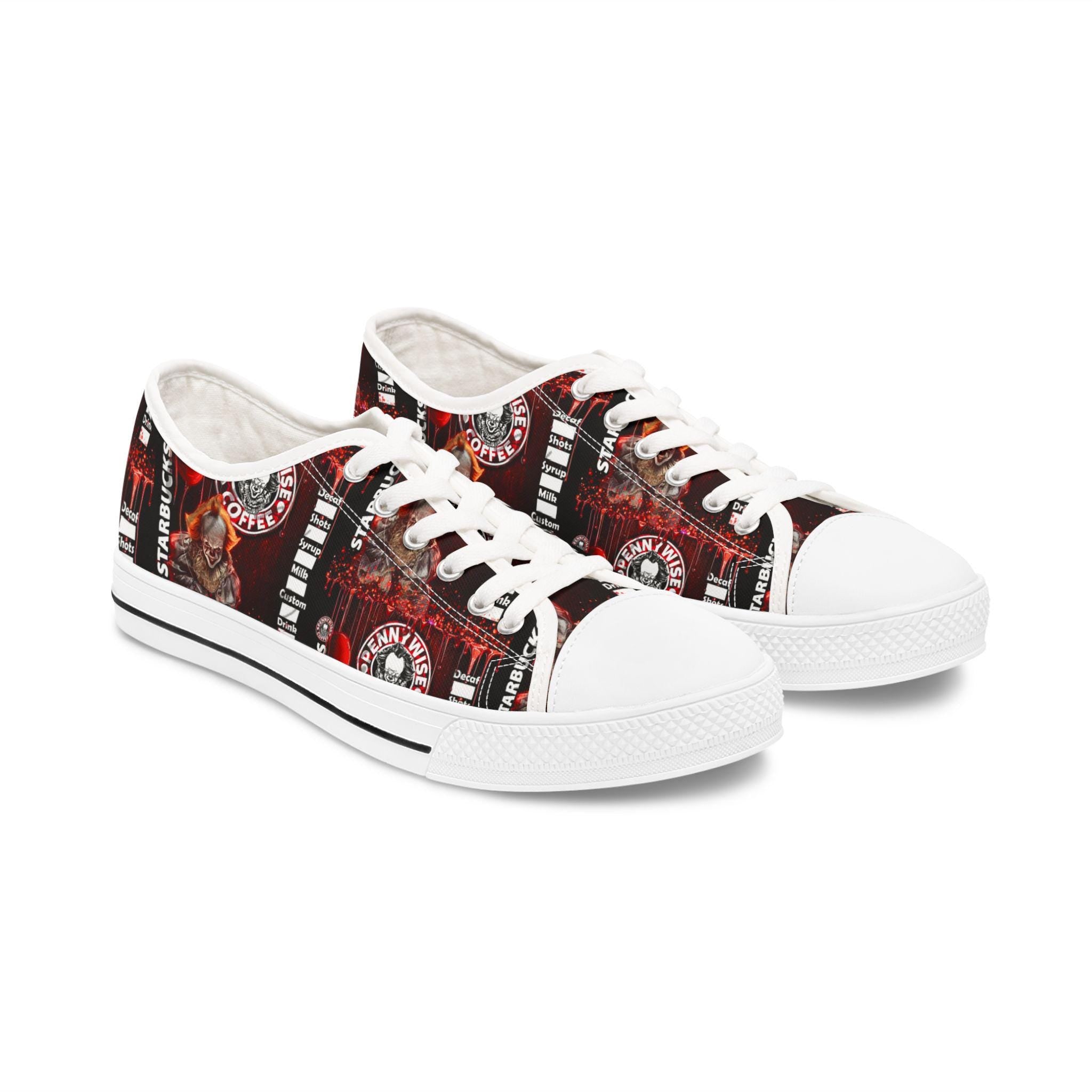 Pennywise Coffee Low Top Sneakers – Horror Movie Art Shoes