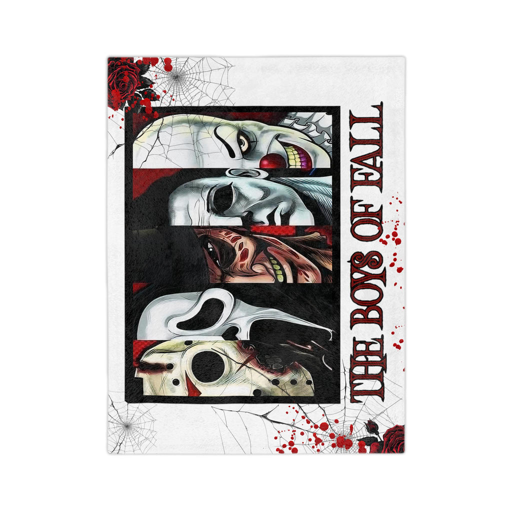 Boys of Fall Retro Horror Slasher Fleece Blanket, Halloween Throw