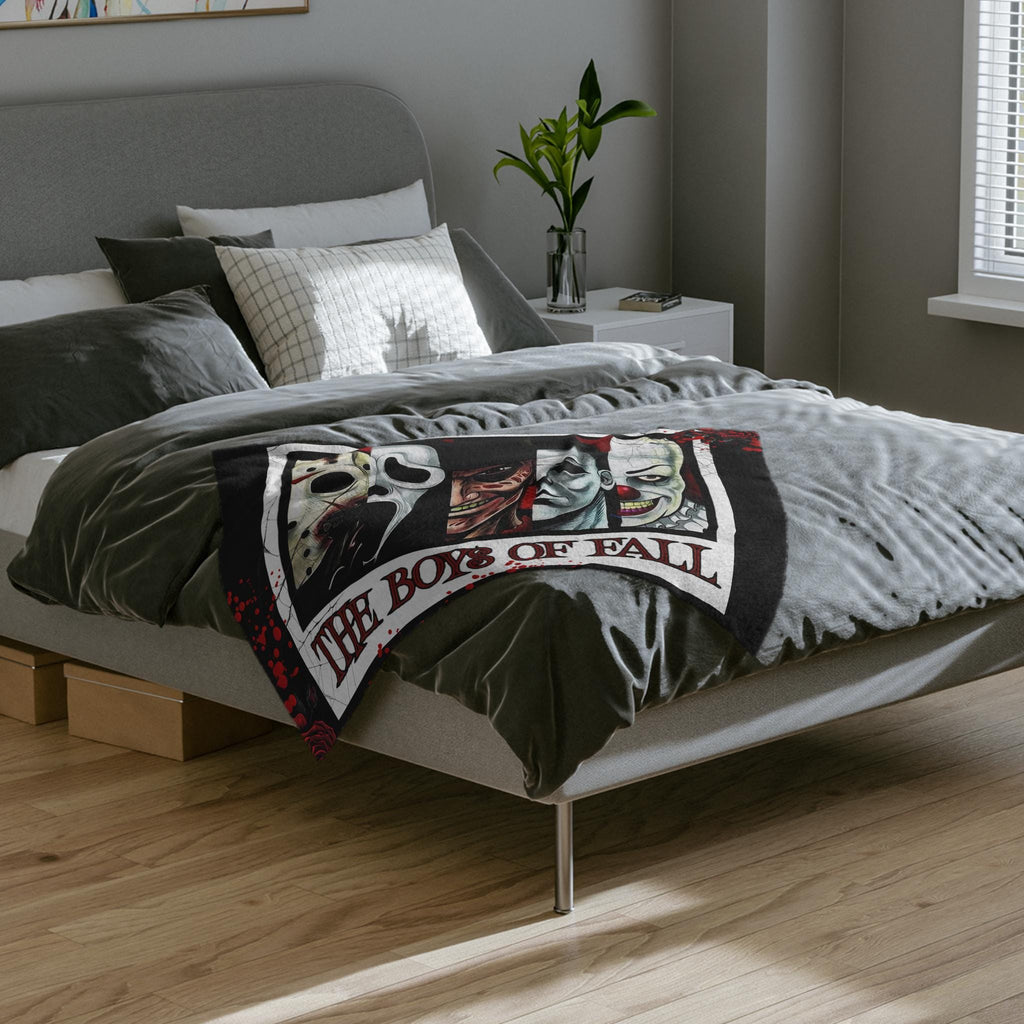 Retro Horror Slasher Fleece Blanket: Boys of Fall Halloween Throw