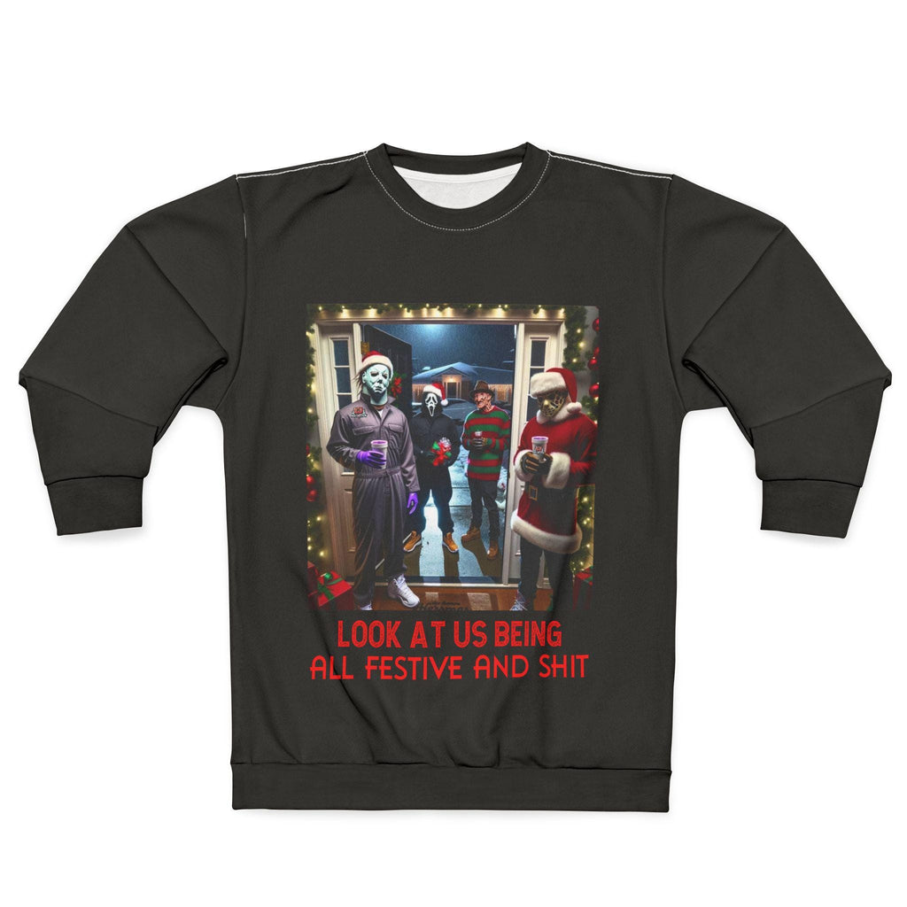 Festive Retro Horror Slashers Sweatshirt, Movie Fan Gift
