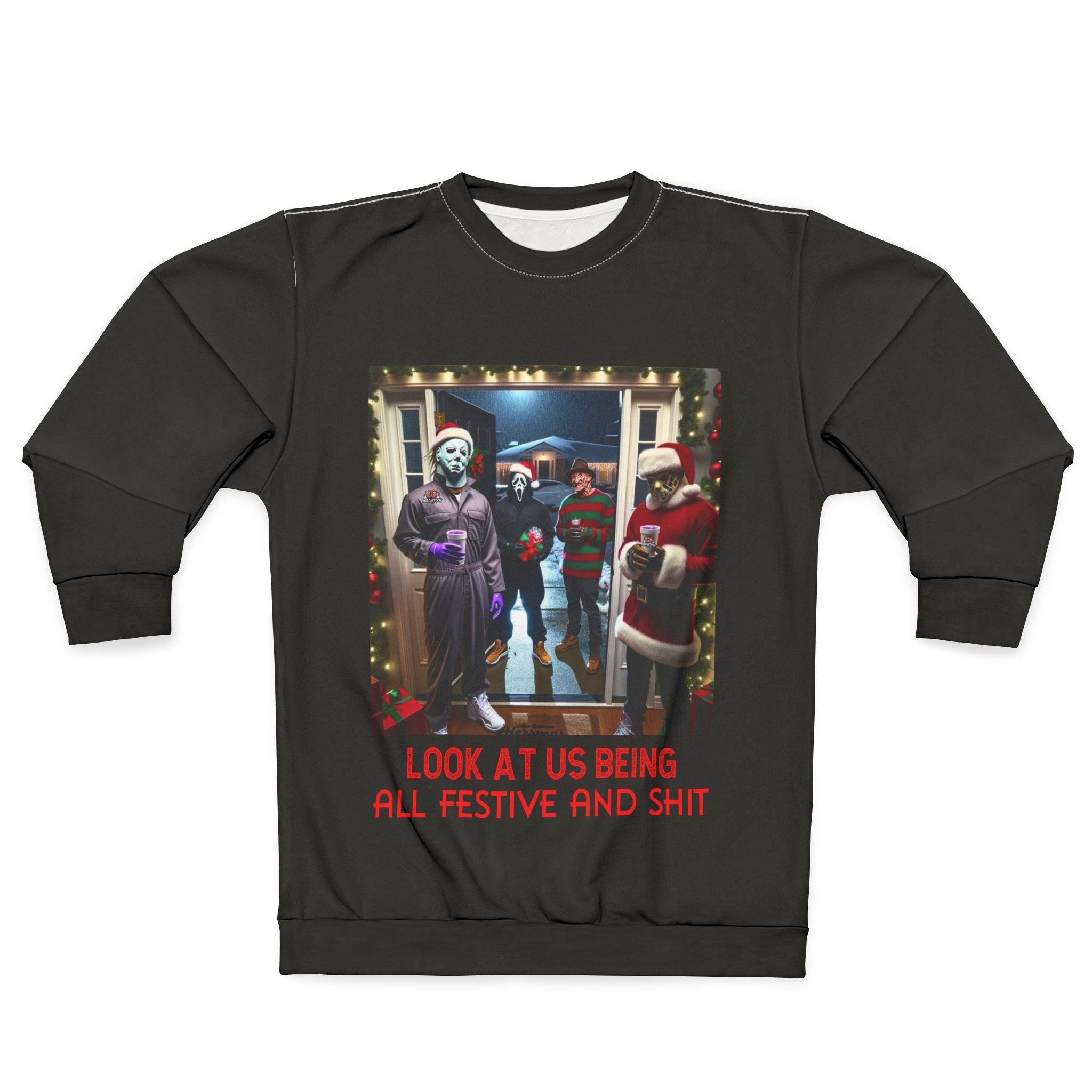 Festive Retro Horror Slashers Sweatshirt, Movie Fan Gift