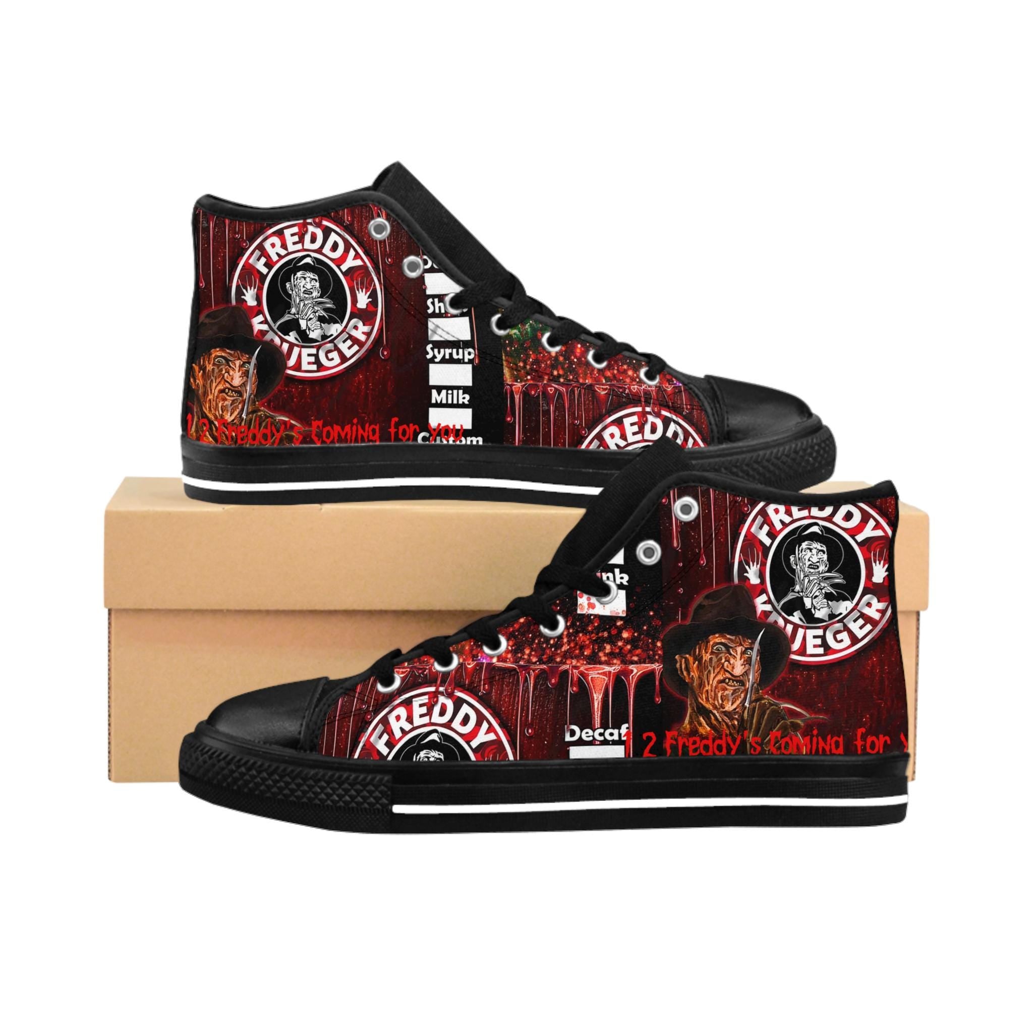 Freddy Krueger Coffee Sneakers, Horror Holiday Shoes