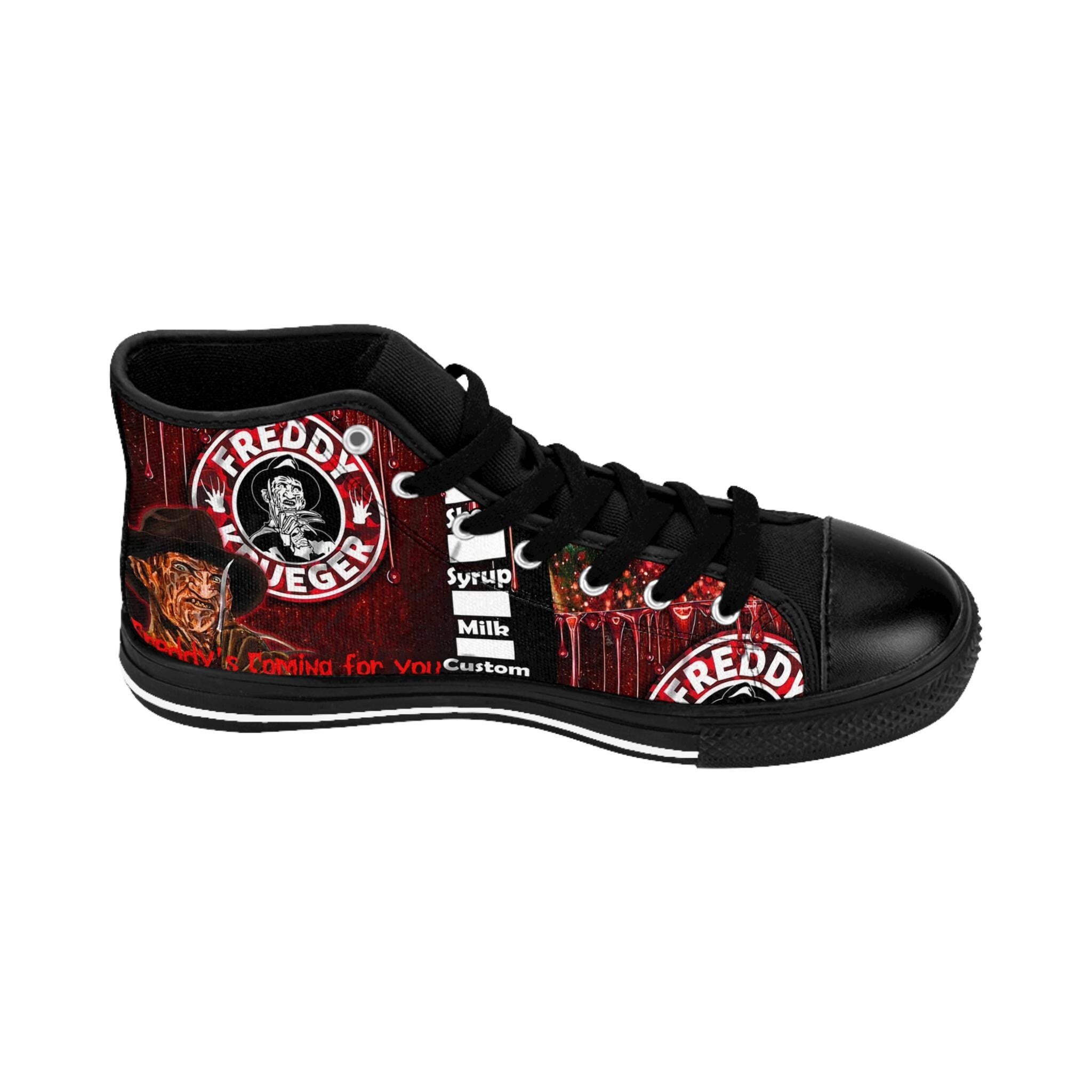 Freddy Krueger Coffee Sneakers, Horror Holiday Shoes