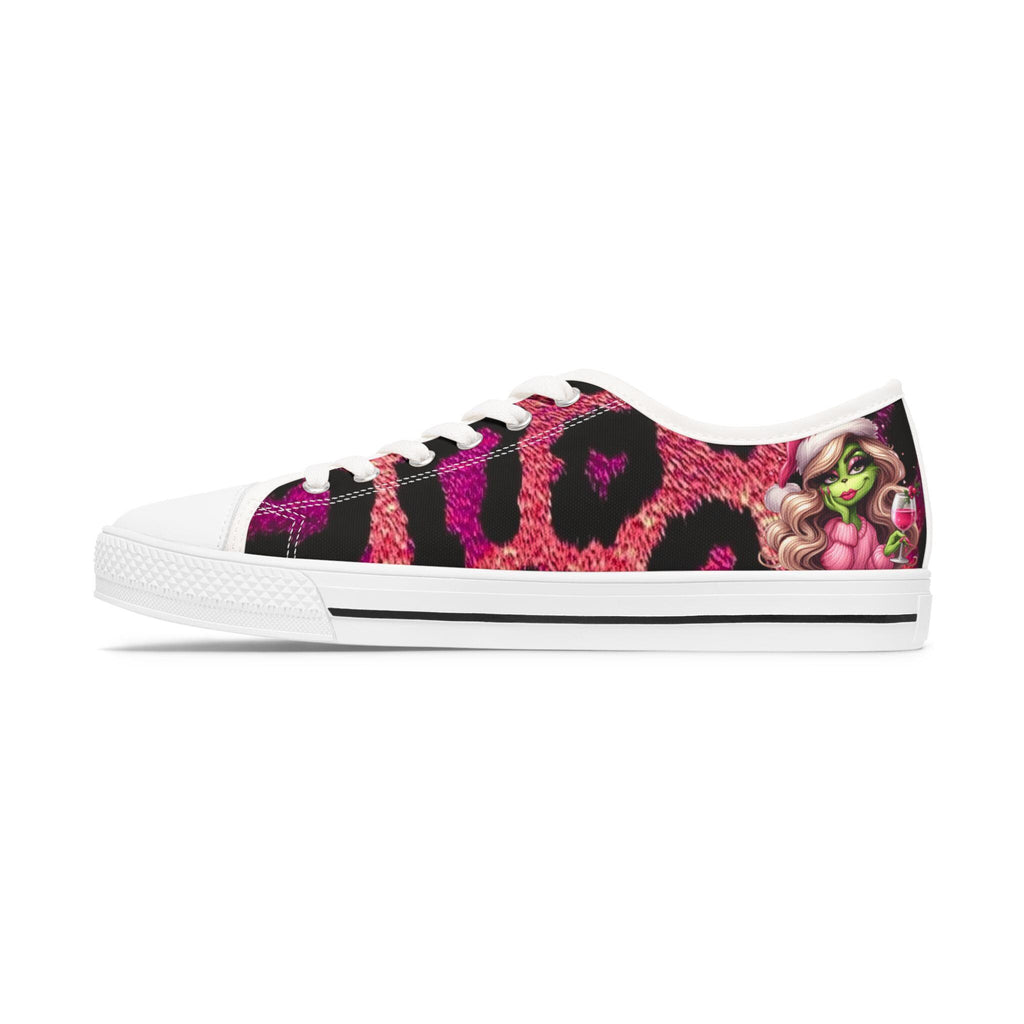 Pink Leopard Miss Grinch Sneakers: Gothic Punk Holiday Fashion