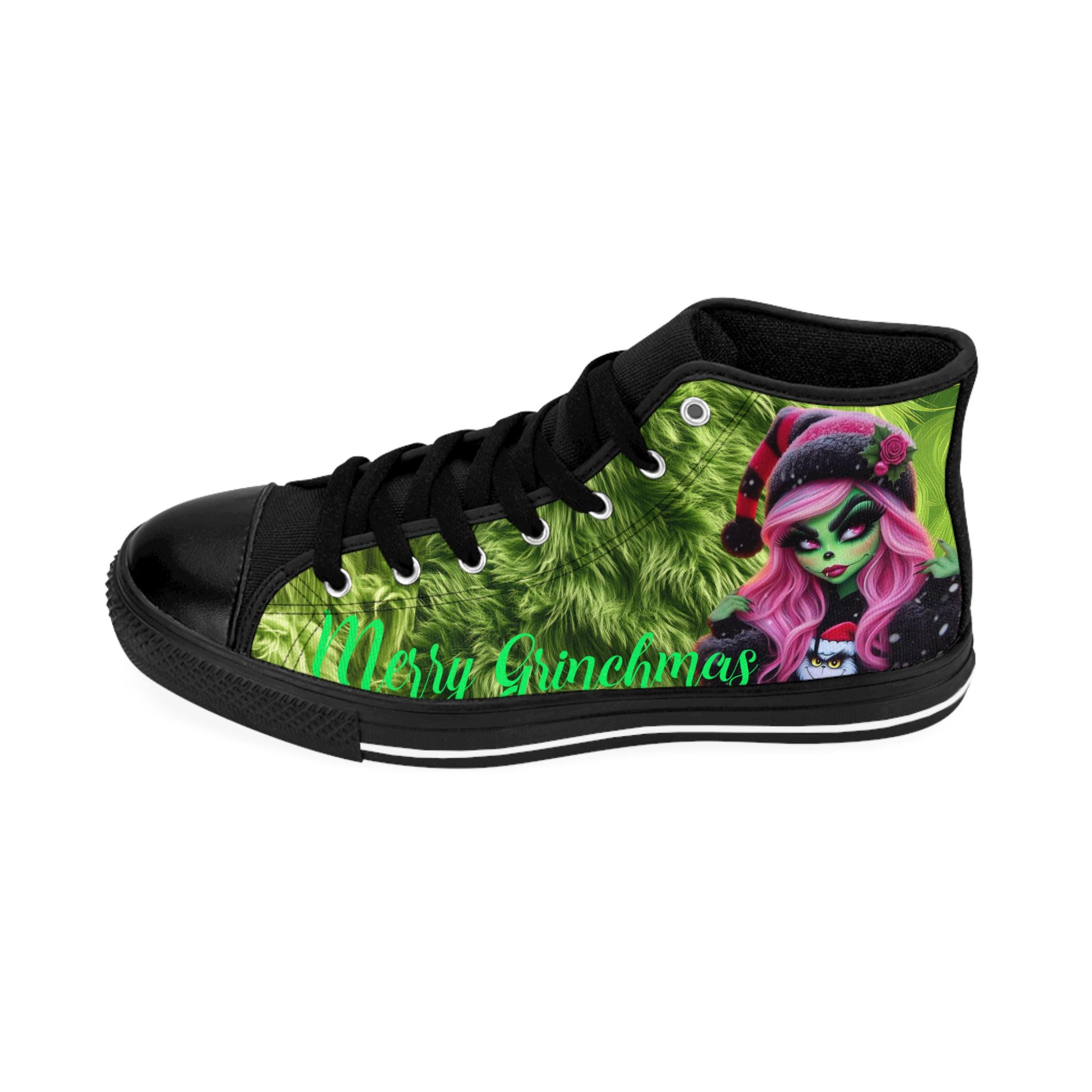 Merry Grinchmas High Top Sneakers, Festive Holiday Shoes