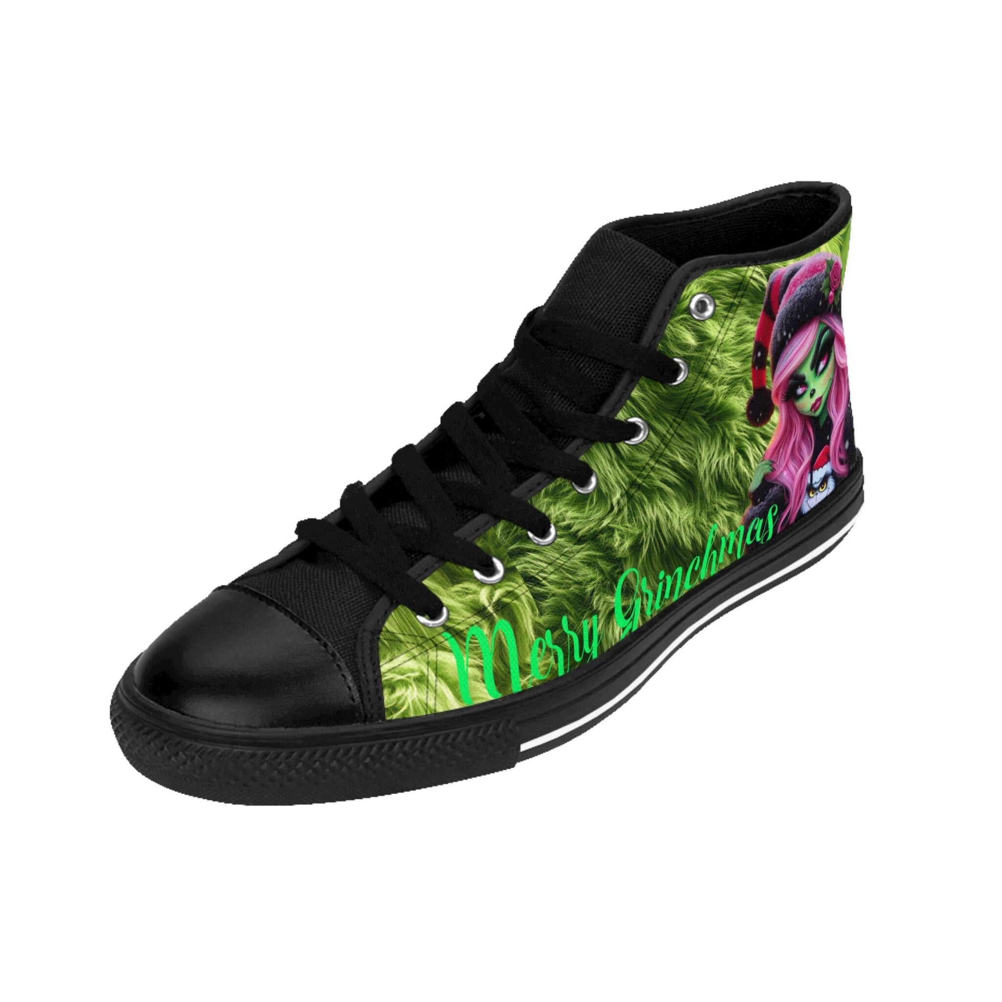 Merry Grinchmas High Top Sneakers, Festive Holiday Shoes