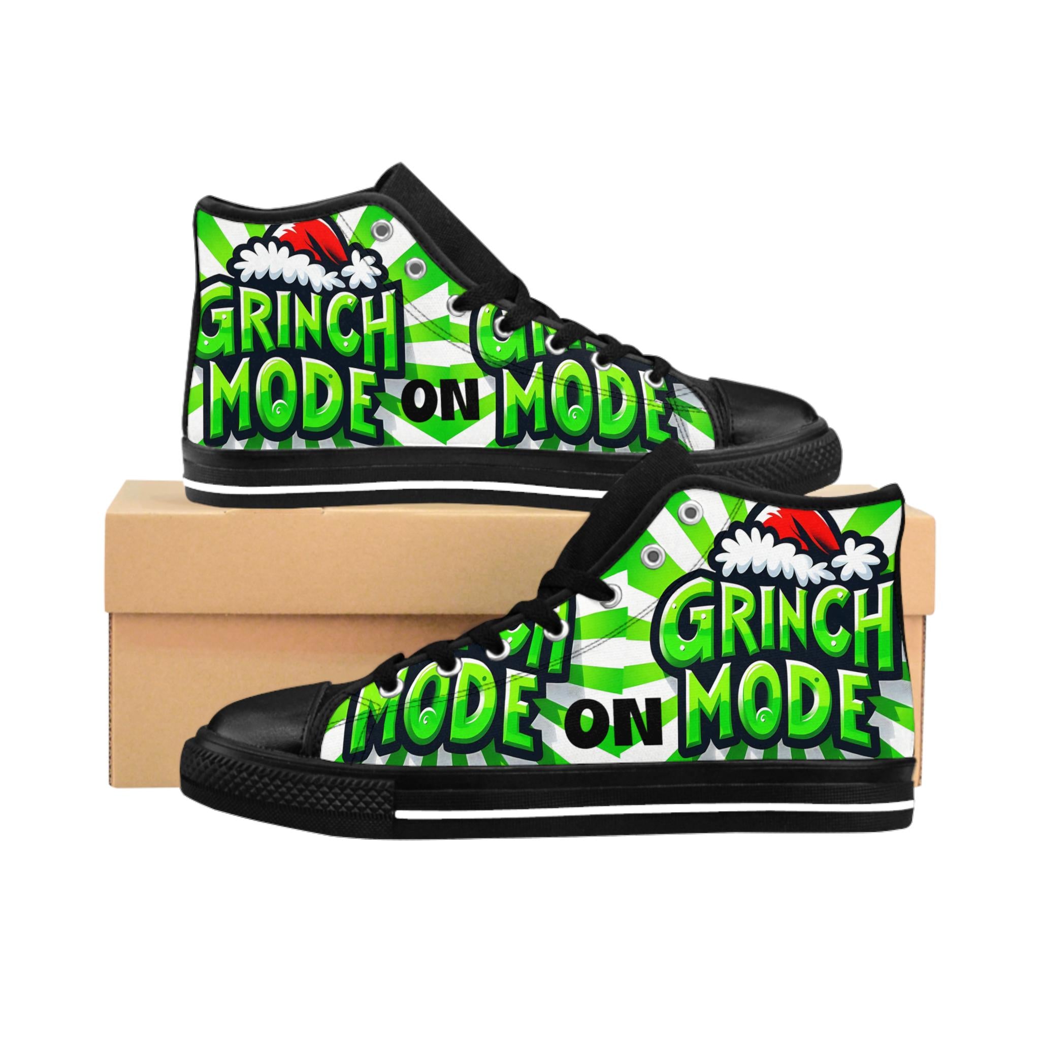 Grinch Mode is ON Holiday Sneakers, Christmas Shoes, Festive Footwear, Grinch Lover Gift,