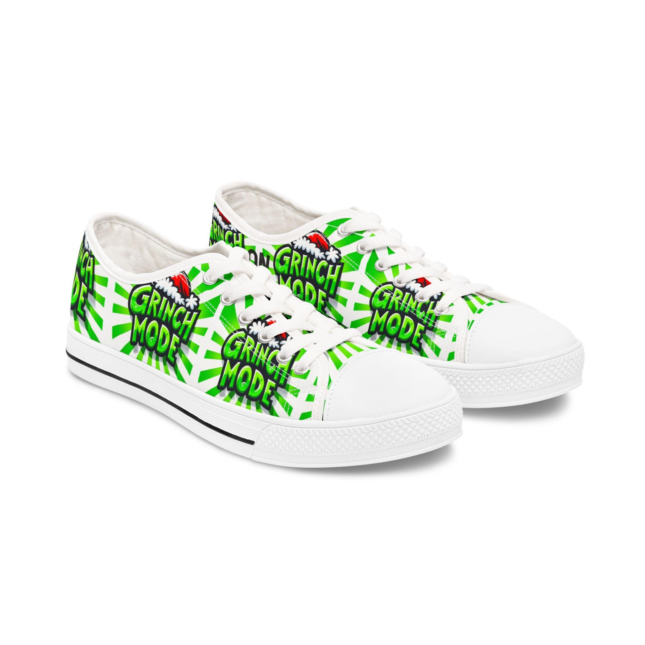 Grinch Mode Canvas Sneakers: Gothic Christmas Streetwear