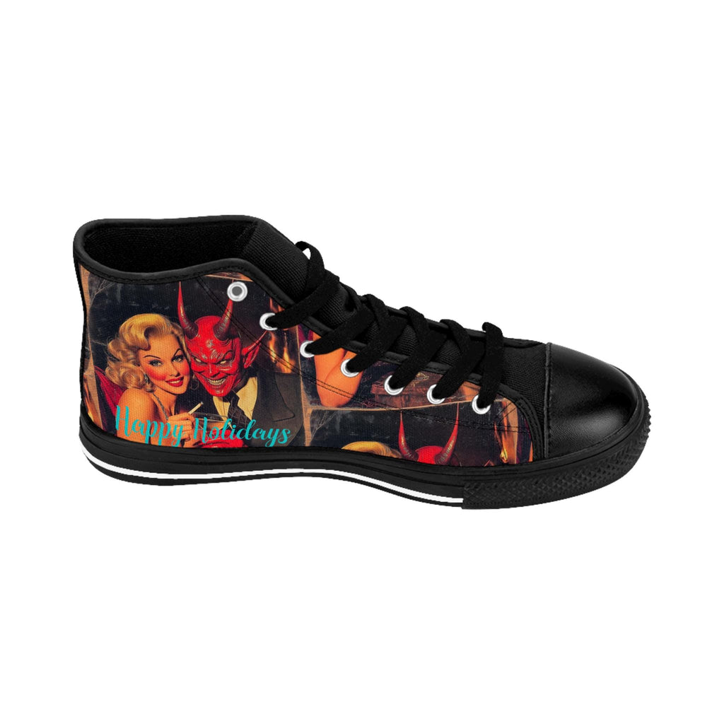 Sneakers, Women's Devilish Happy Holidays Shoes, Christmas Footwear, Festive Sneaker Gift, Trendy Fashion Sneaks