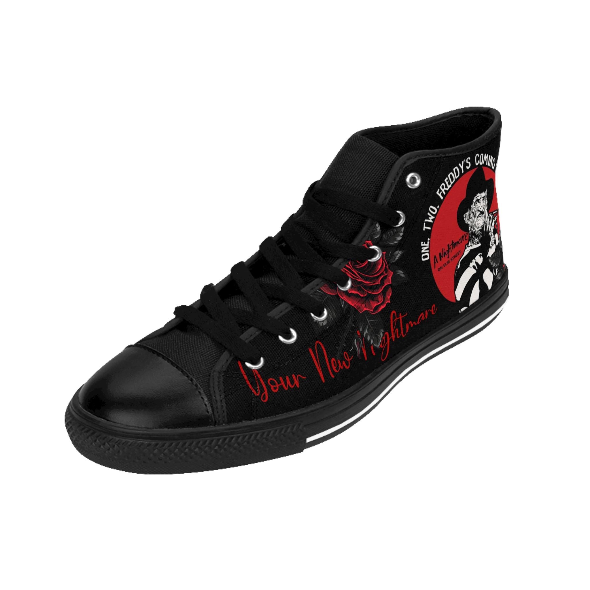 Freddy Kreuger High Top Sneakers, Horror Movie Footwear, Halloween Shoes