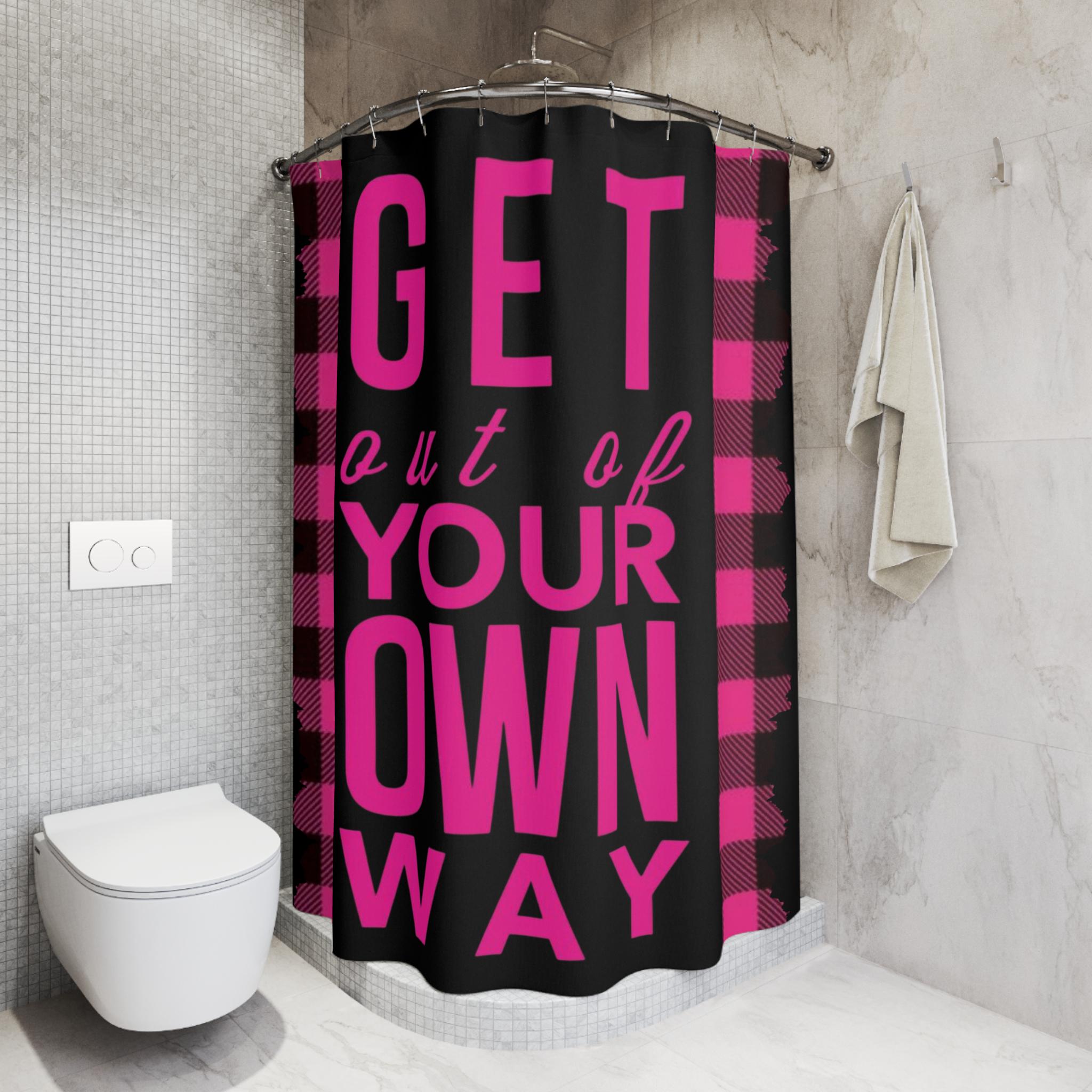 Pink Black Checkerboard Shower Curtain - 80s London Punk Bathroom Decor