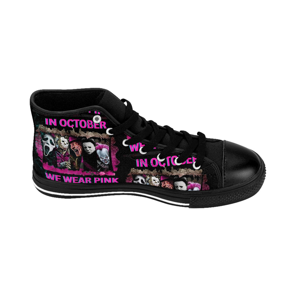Horror Legends Pink High Top Sneakers, 80s 90s Movie Inspired