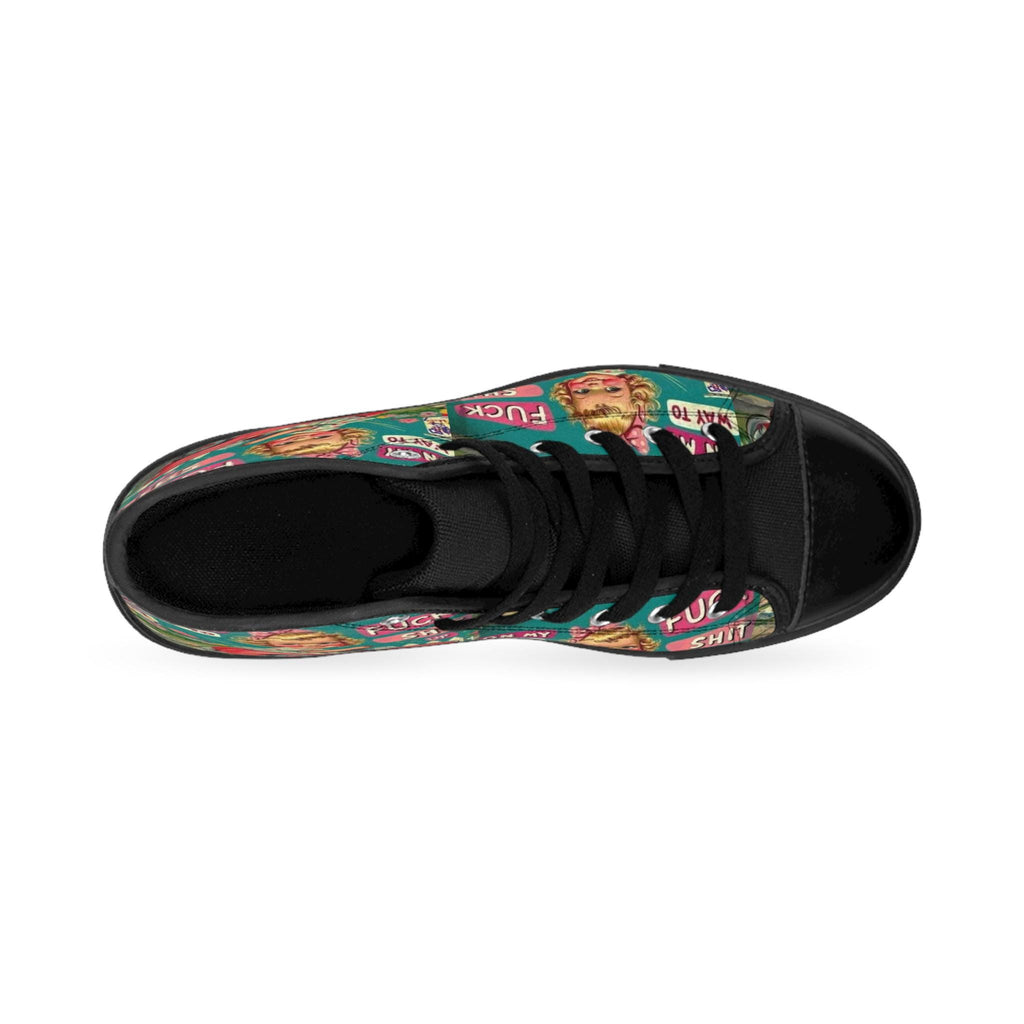 Retro High Top Sneakers, Funny Graphic Print, Street Style Shoes