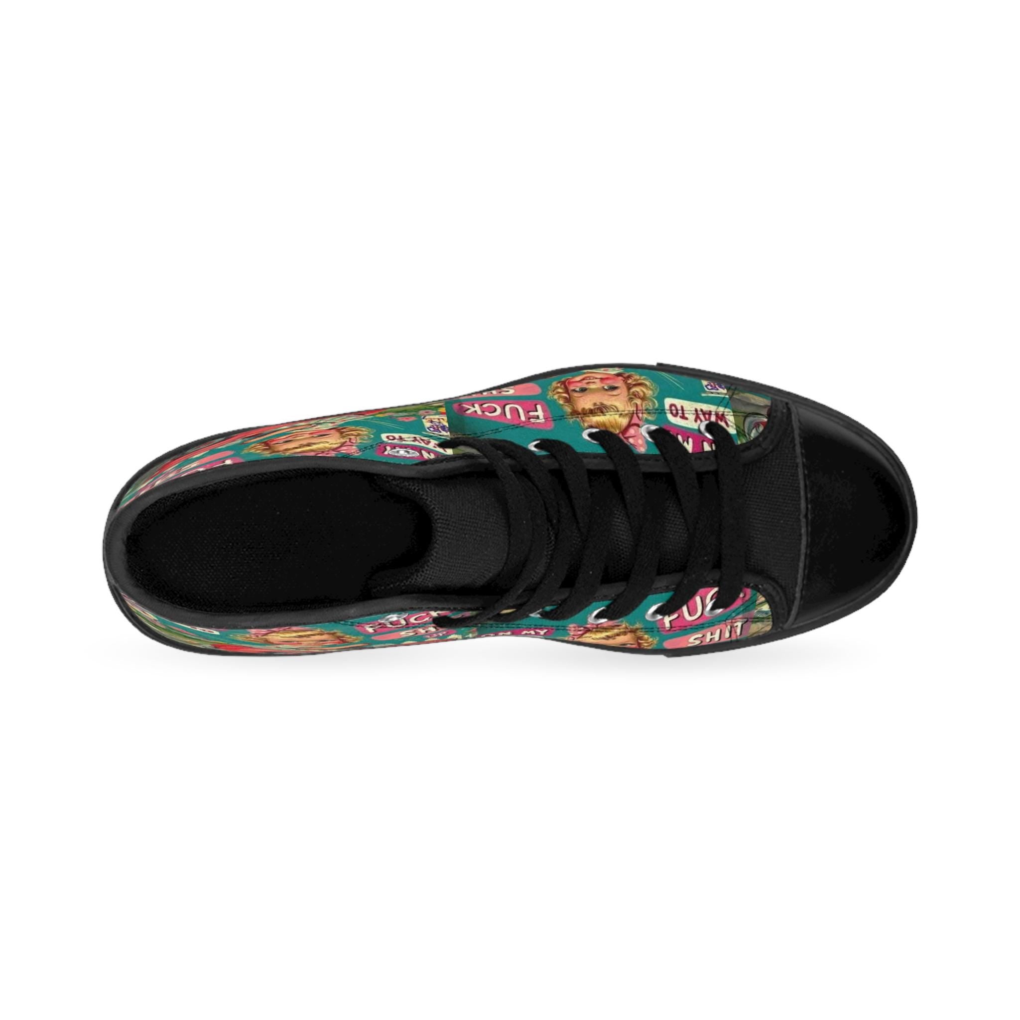 Retro High Top Sneakers, Funny Graphic Print, Street Style Shoes