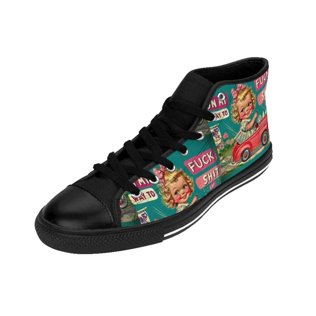 Retro High Top Sneakers, Funny Graphic Print, Street Style Shoes