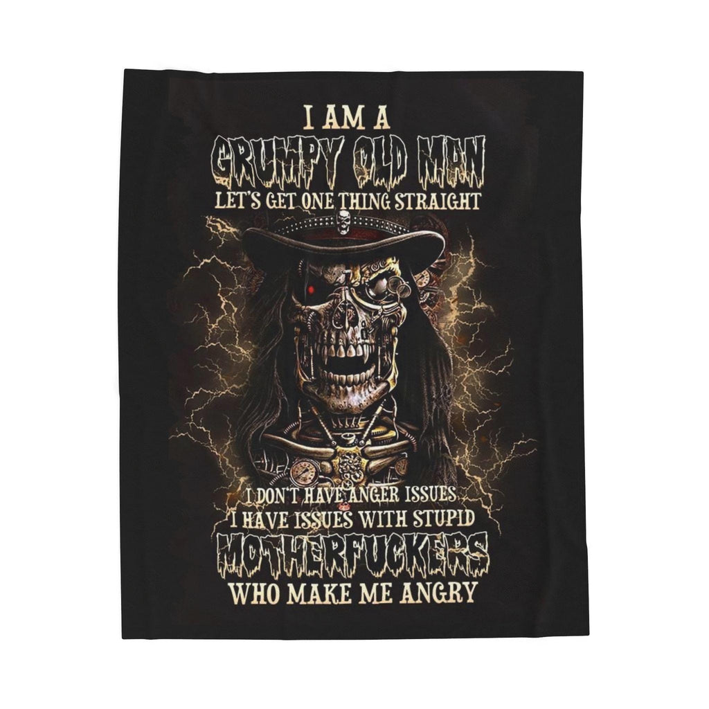 Grumpy Old Man Velveteen Plush Blanket, Funny Sarcastic Throw