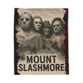 Mount Slashmore Legends of Horror, Fleece Throw, Soft Bedding, Halloween Decor, Gothic Home Accessories