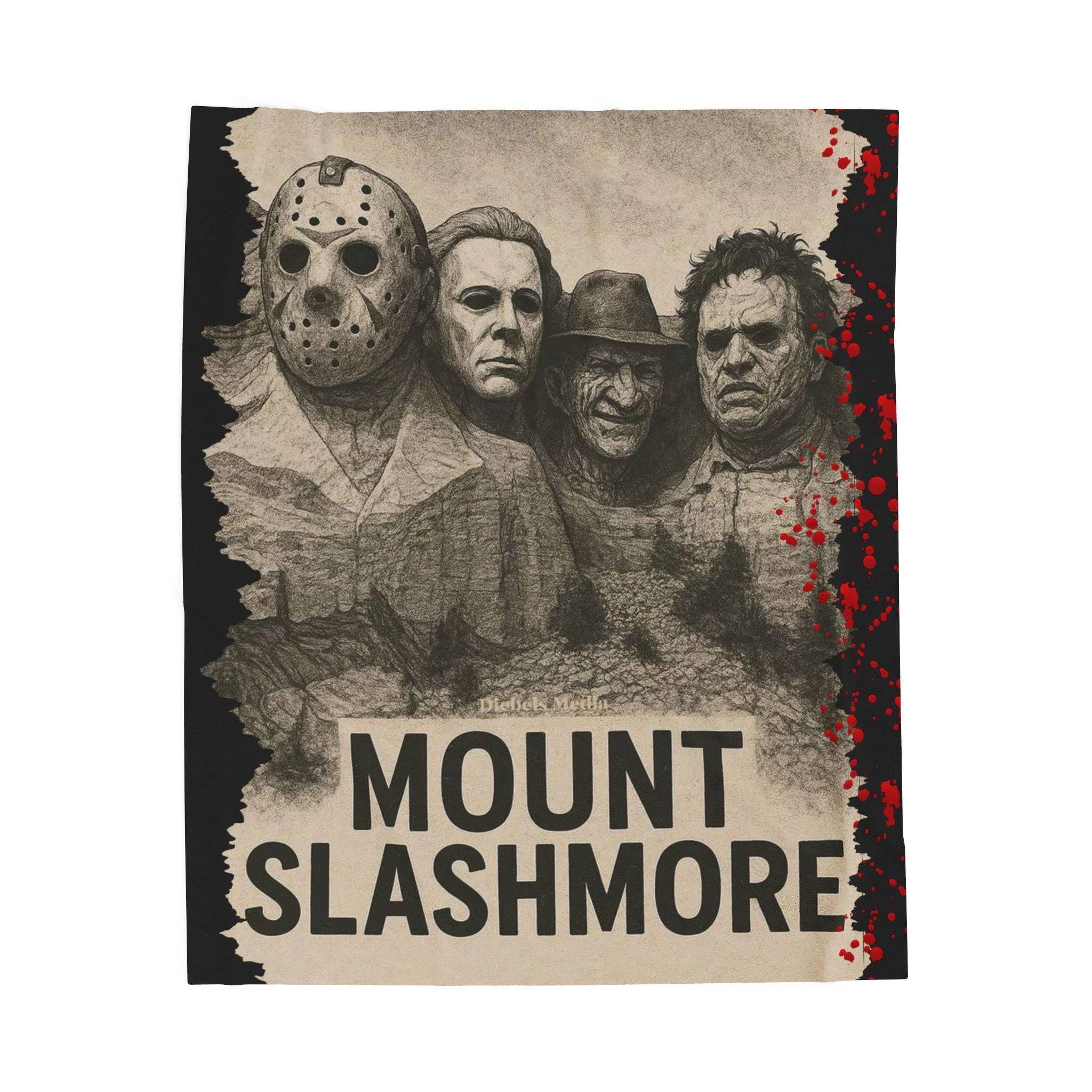 Mount Slashmore Legends of Horror, Fleece Throw, Soft Bedding, Halloween Decor, Gothic Home Accessories