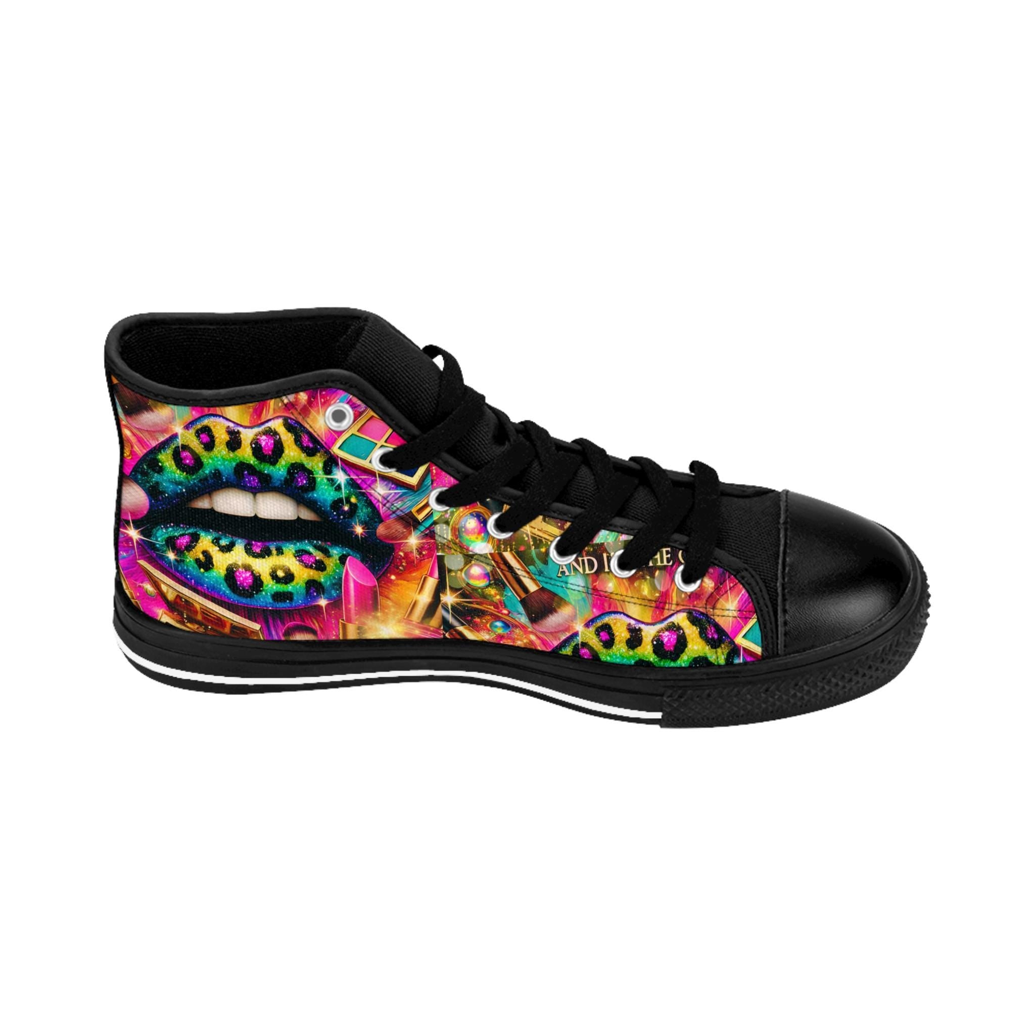 Colorful Makeup Artist High Top Sneakers, Beauty Lover Shoes
