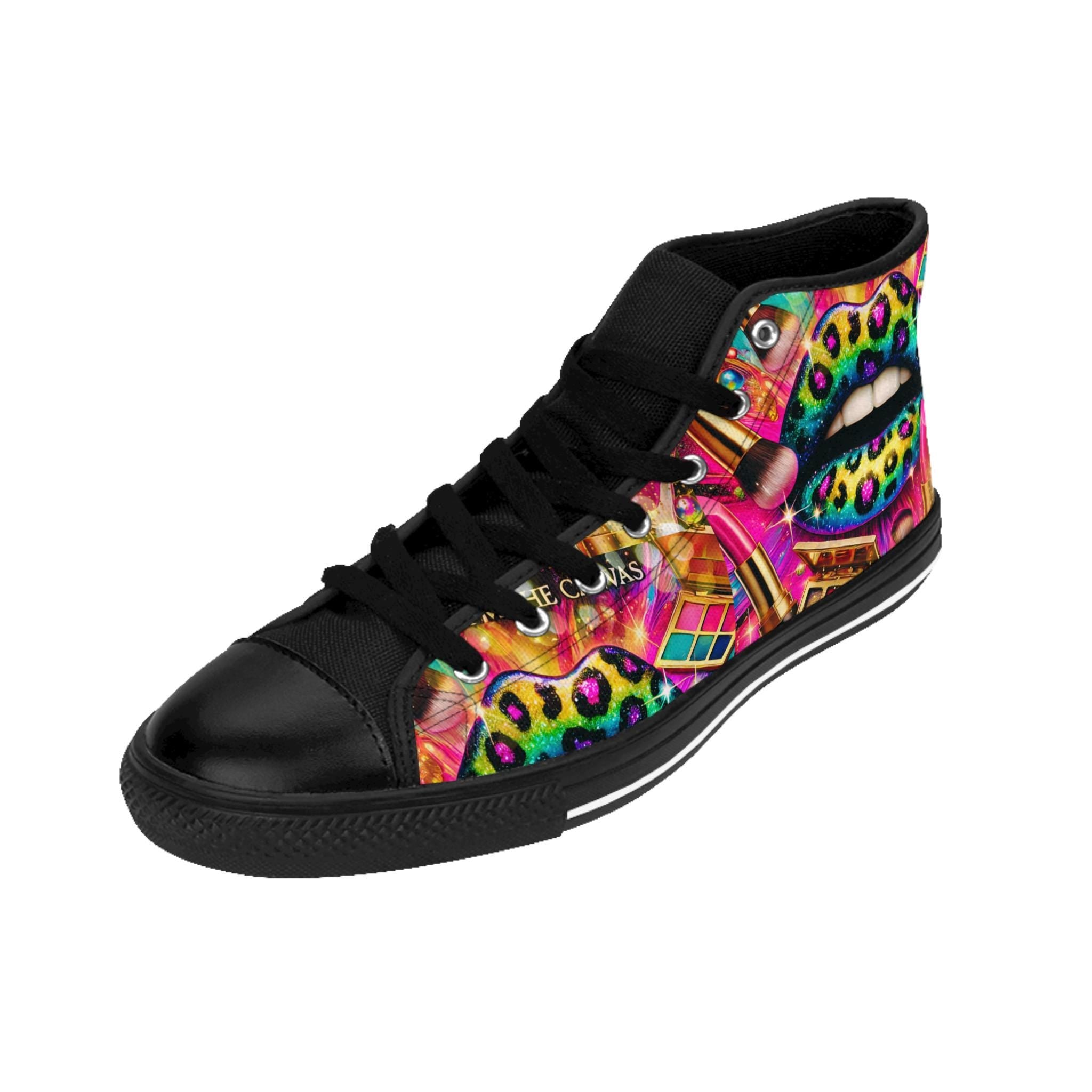 Colorful Makeup Artist High Top Sneakers, Beauty Lover Shoes