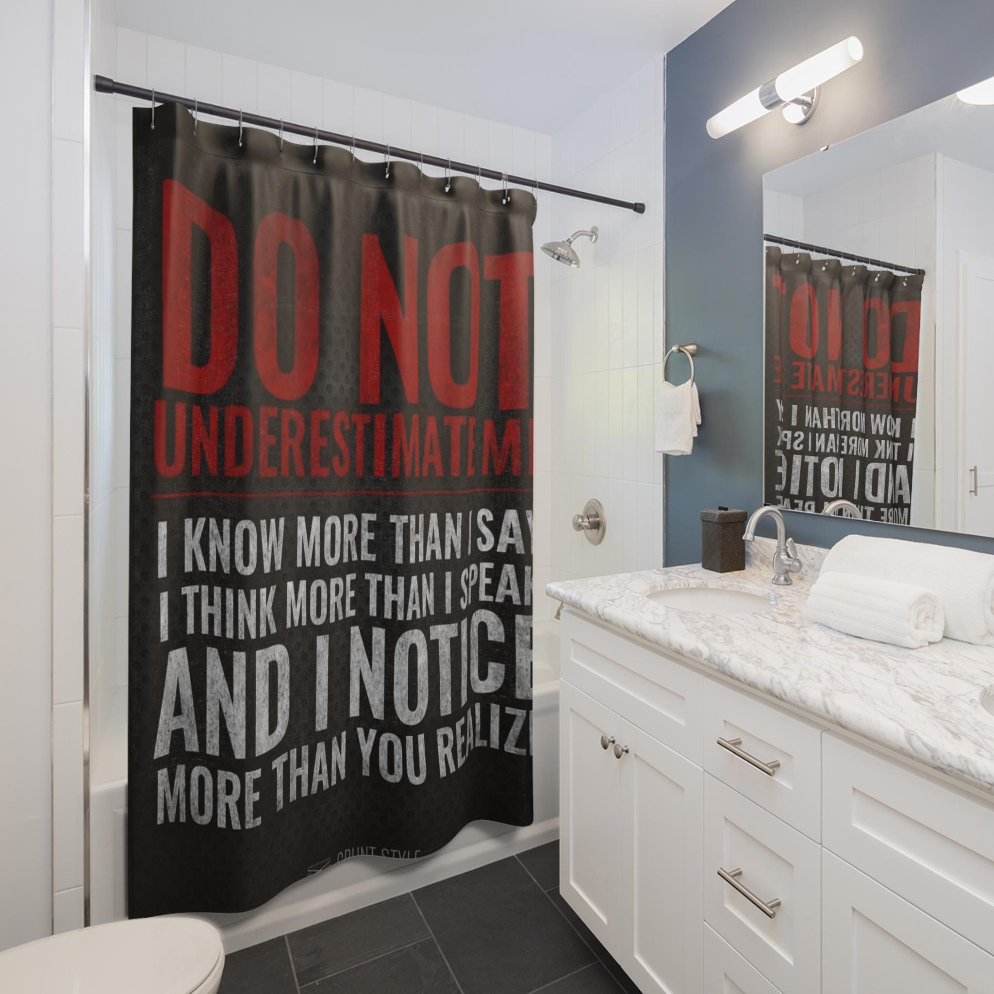 Empowerment Quote Shower Curtain, Motivational Bathroom Decor