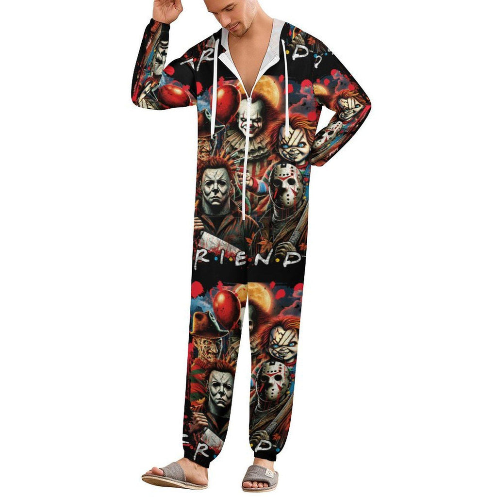 Retro Horror Friends Unisex Jumpsuit Pajamas, All in One, S-4XL