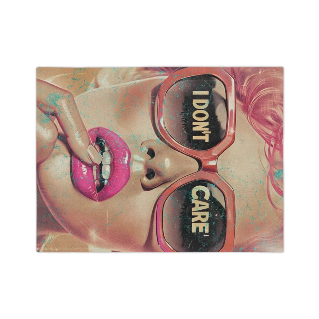 I Don't Care Girl Velveteen Blanket, Sarcastic Home Decor Throw