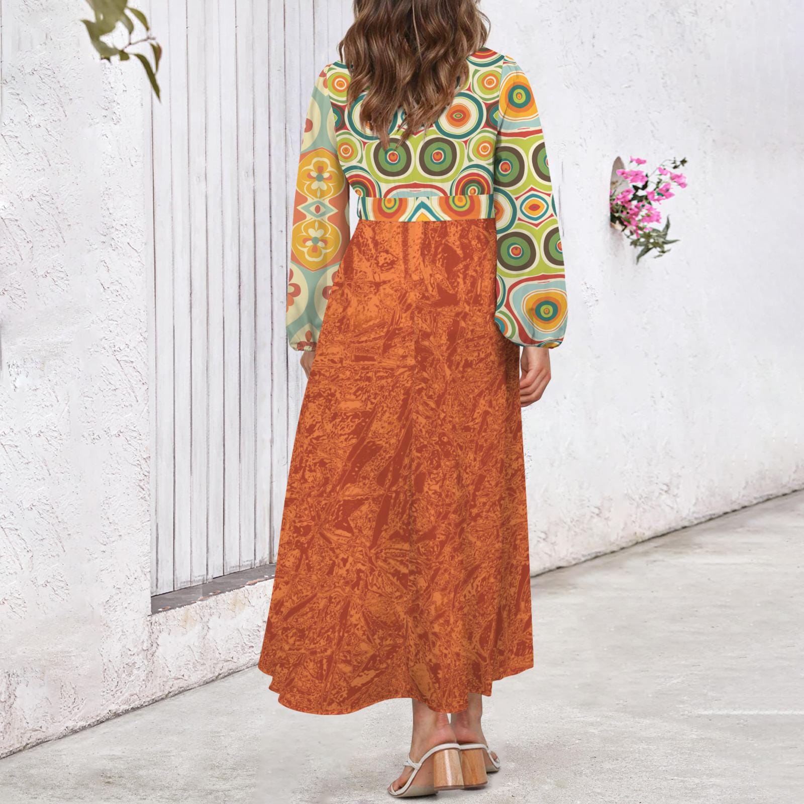 Plus Sizes Hippie Boho Whimsical Retro Dress – Vintage-Inspired Flowing Maxi, Festival Gypsy Style
