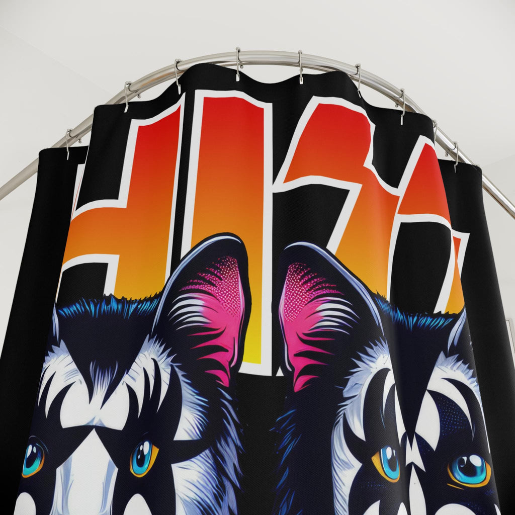 KISS Cats Shower Curtain | Rock Band Cat Faces, Retro Logo