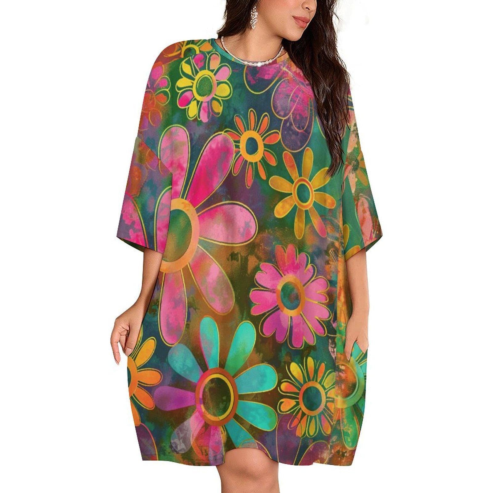 Retro Boho Styled Oversized Nightgown Women's or Gender Neutral Loungewear