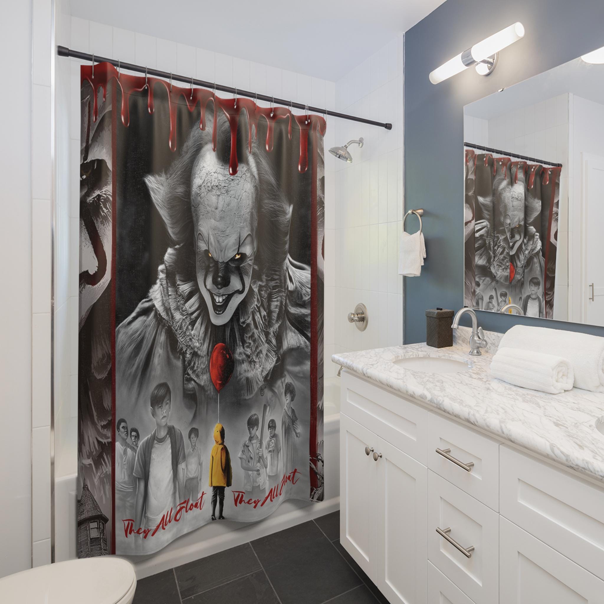 They All Float Welcome to Derry Series Collectible Shower Curtain | Horror Stephen King Pennywise
