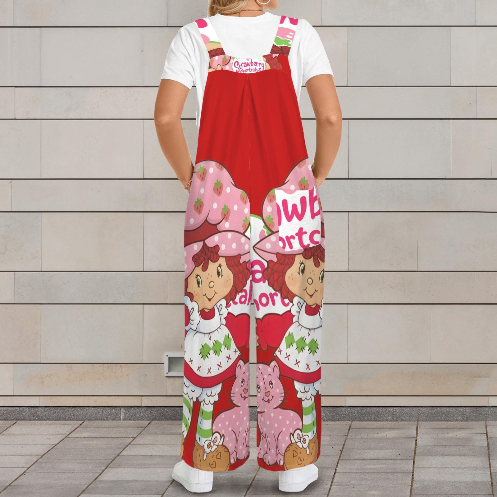 Plus Size Retro Strawberry Shortcake Jumpsuit Overalls S-5XL