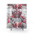 Floral Shabby "Queen" Boho Country Pink White and Silver Shower Curtains