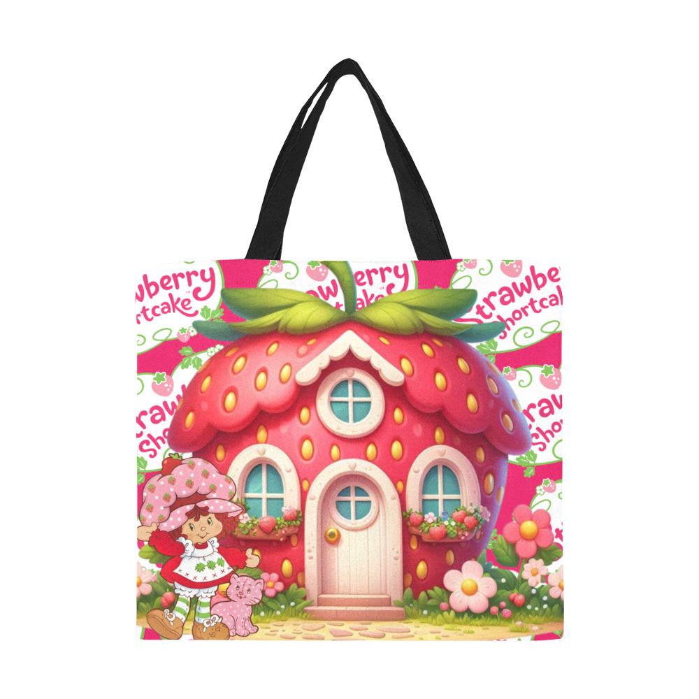 Retro 80's Cartoon Strawberry Girl Canvas Large Tote Bag