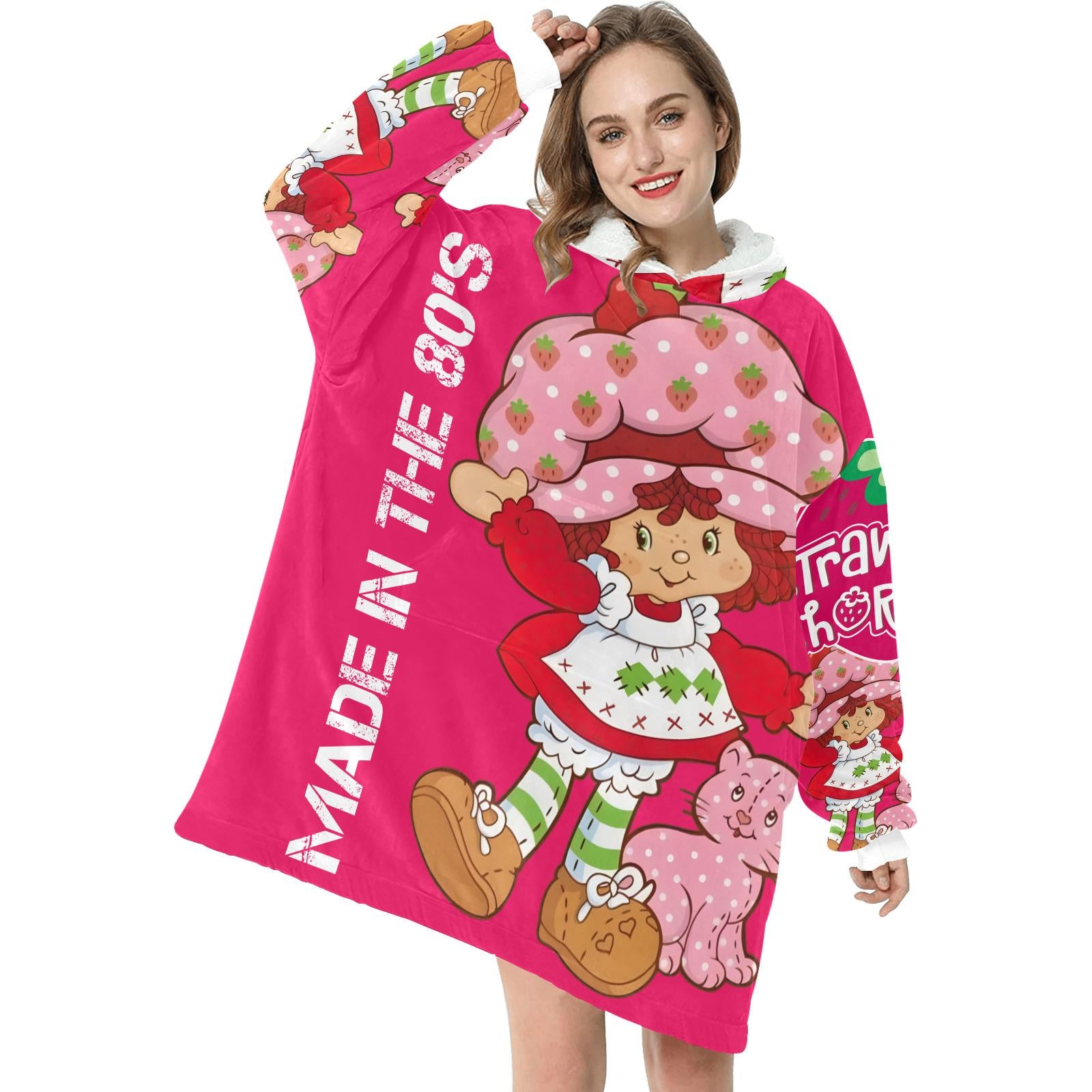 Strawberry Shortcake Retro Made in the 80's Hot pink Wearable Snuggle Blanket One size