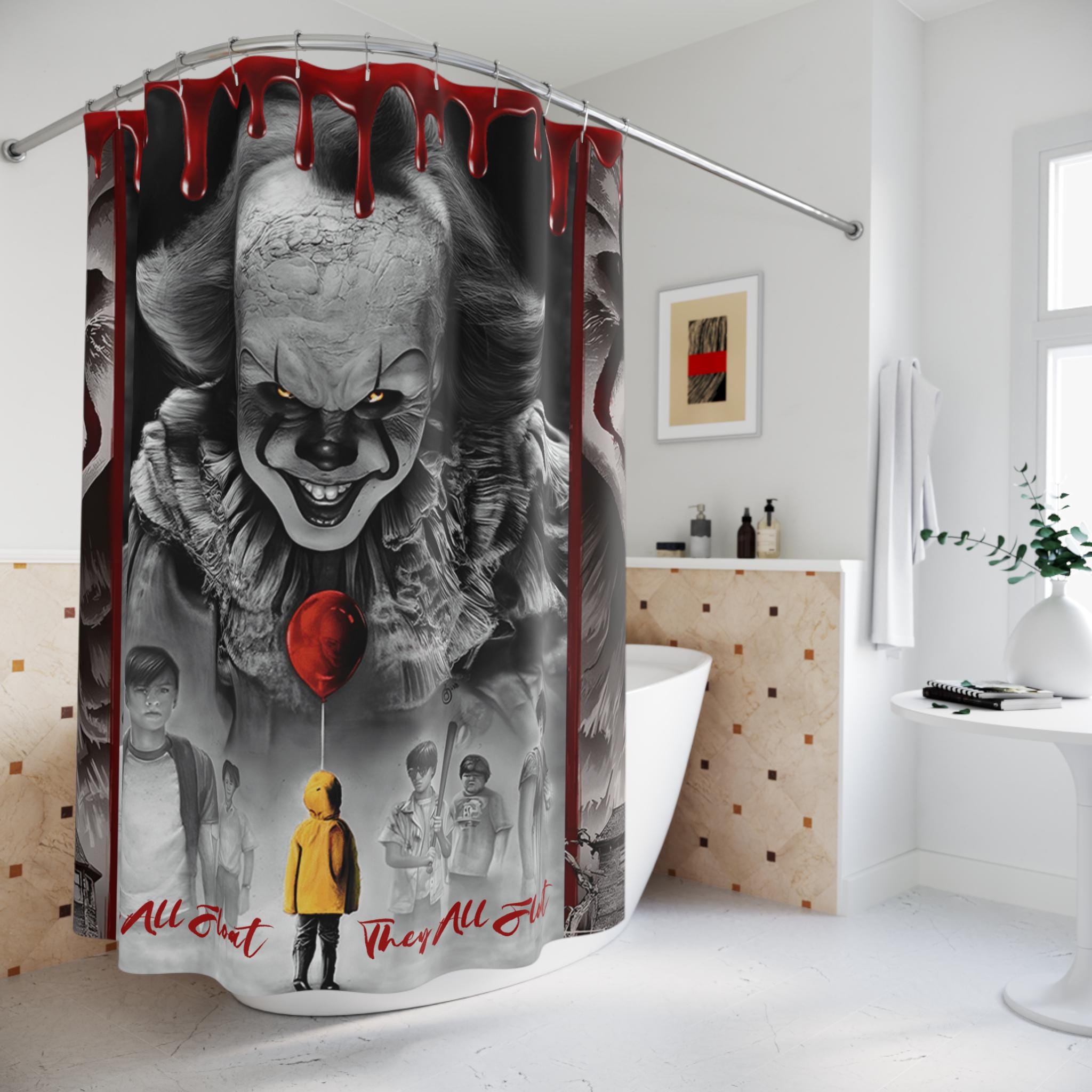 They All Float Welcome to Derry Series Collectible Shower Curtain | Horror Stephen King Pennywise