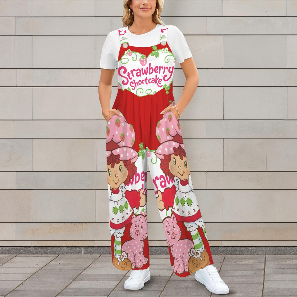Plus Size Retro Strawberry Shortcake Jumpsuit Overalls S-5XL
