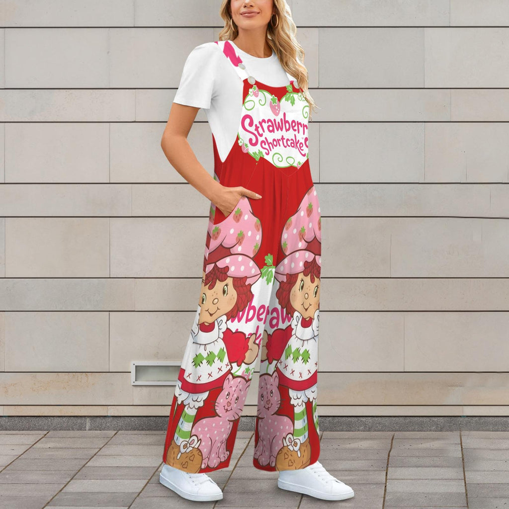 Plus Size Retro Strawberry Shortcake Jumpsuit Overalls S-5XL