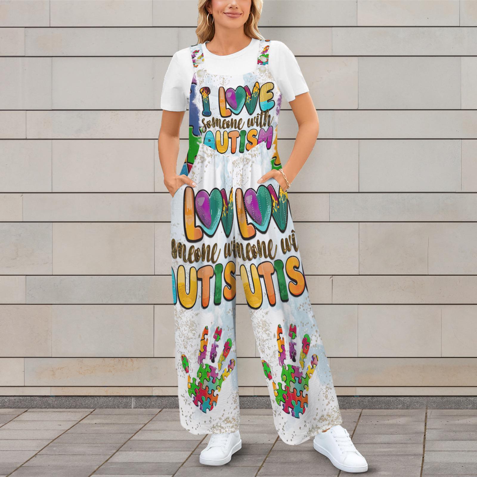 Plus Size Autism Jumpsuit Overalls S-5XL