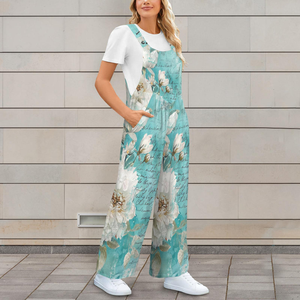 Turquoise Shabby Countrygirl Farmhouse Style Jumpsuit Overalls S-5XL