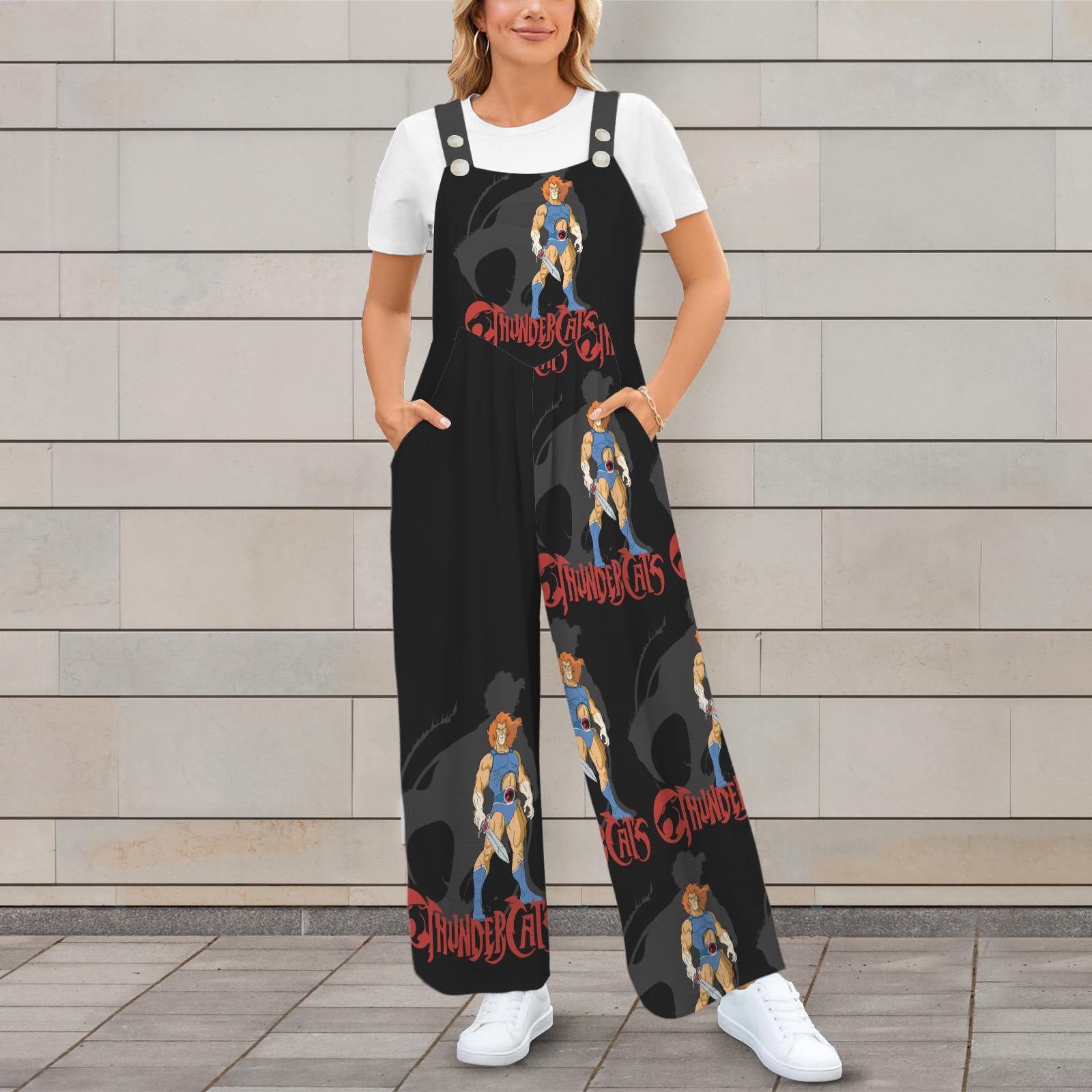 Retro 80’s Thundercats Cartoon Jumper Overalls | Black | Small–5XL