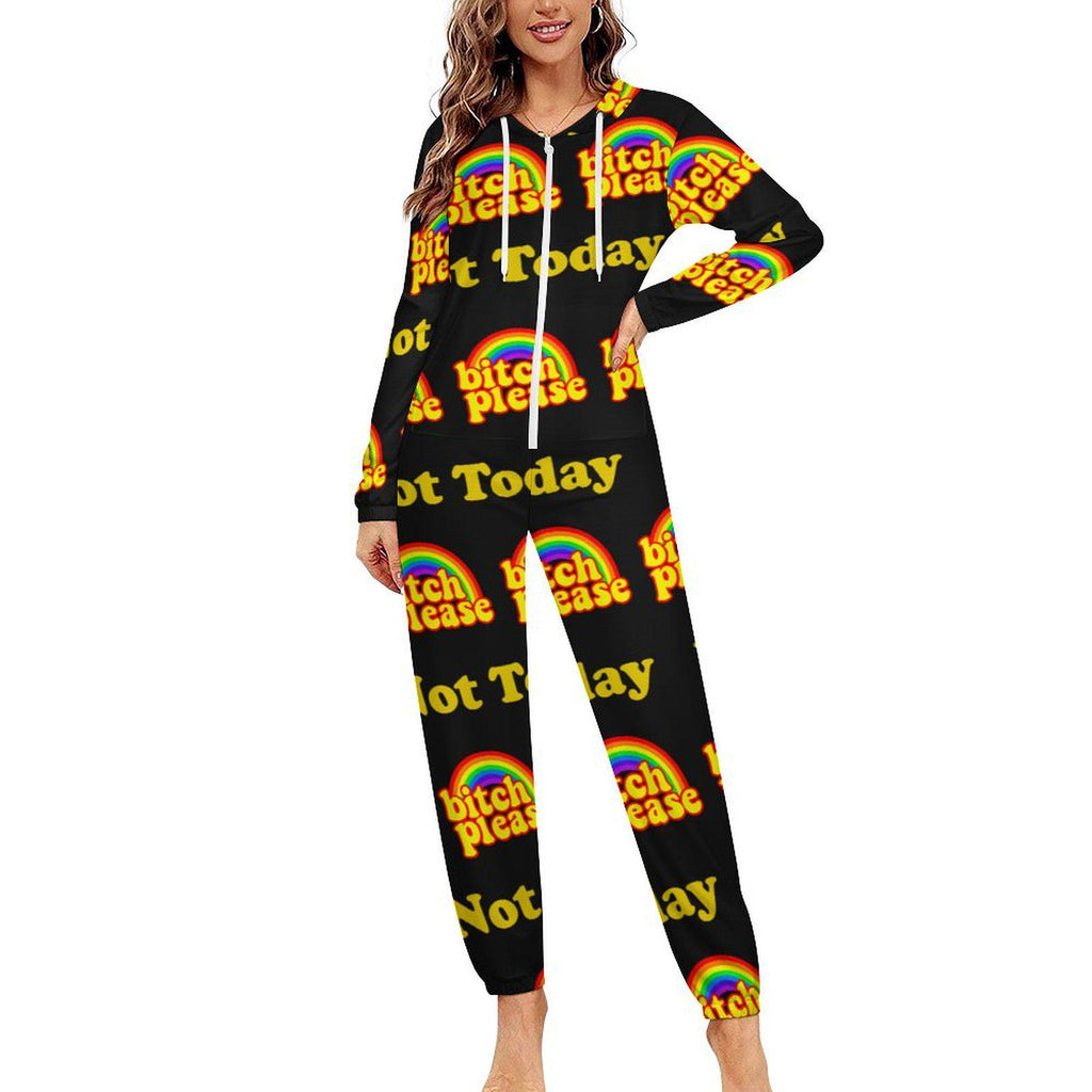 Bitch Please Unisex All-In-One Jumper Pajamas | Rainbow Statement | Sleepwear Longewear Small–4XL
